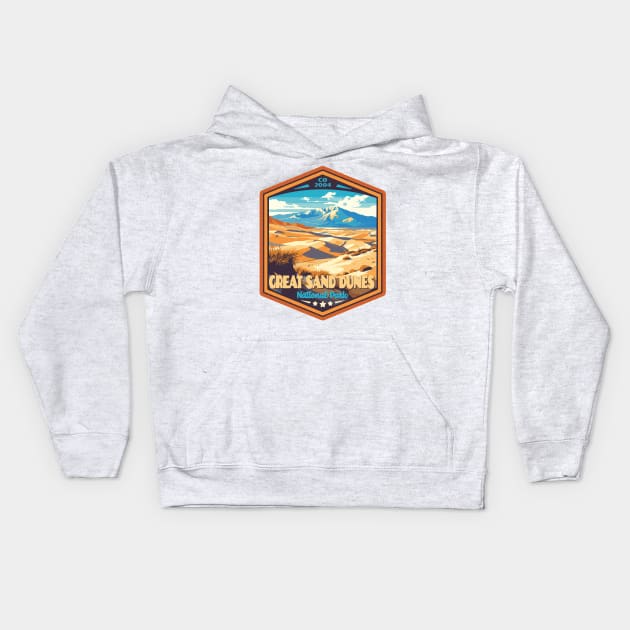 Great Sand Dunes  National Park Vintage WPA Style National Parks Art Kids Hoodie by GIANTSTEPDESIGN